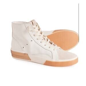 Women’s Dolce Vita High Top Lace Up Sneaker NEW Size 10 White Tan Leather Gold